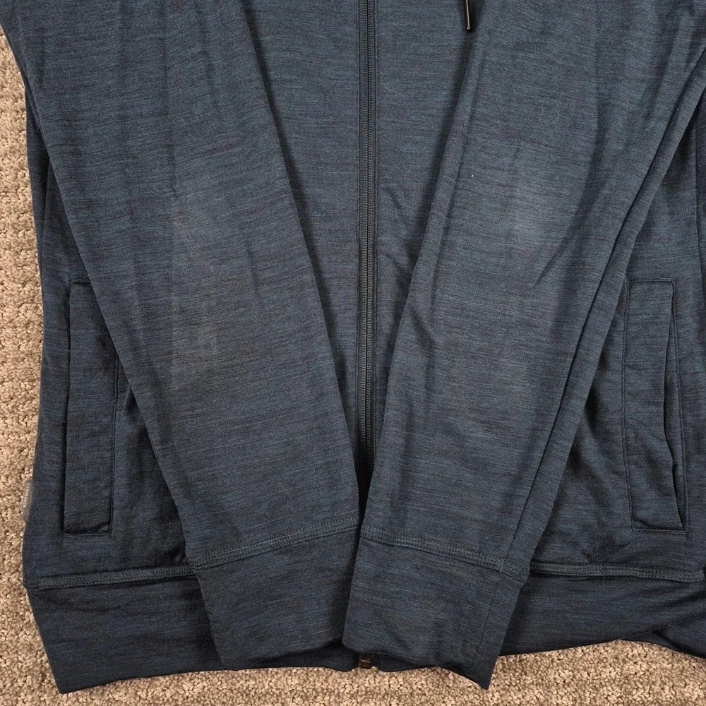 Icebreaker Hoodie Mens L Blue Merino Wool Shifter Full Zip Jacket Outdoors